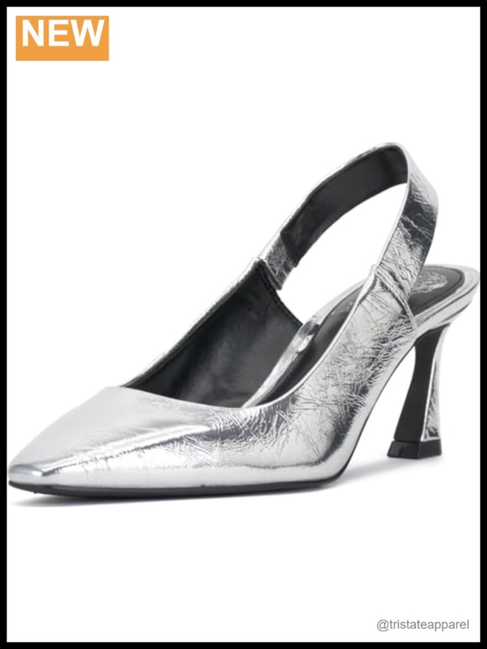 Women's Slingback Pumps Almond Toe Leather Flare Heel Dress Shoes